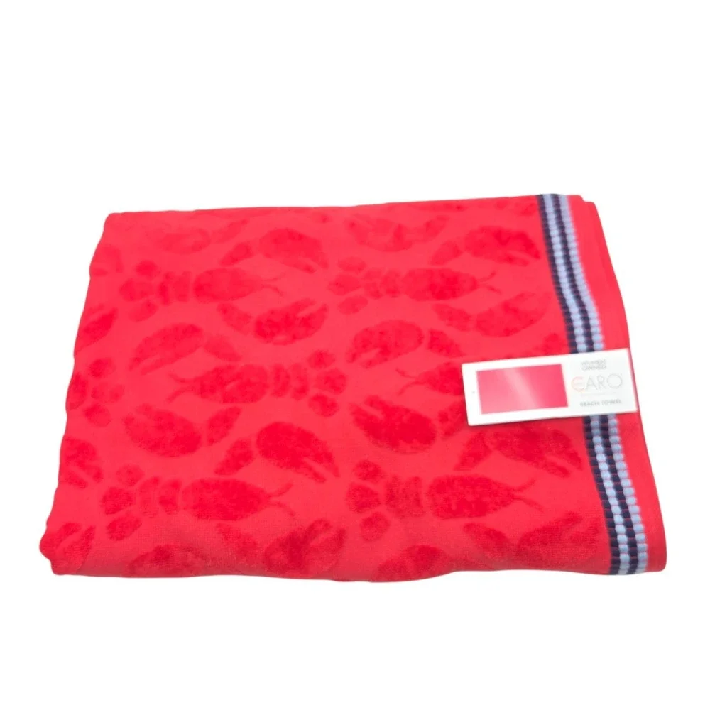 Caro Home Lobster Dance Red Beach Towel Absorbent Quick Dry 36x68 Pool Spa